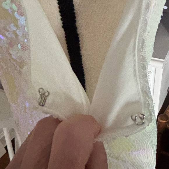 Mirrorball White Iridescent Sequin Mini Dress size large - Picture 9 of 16